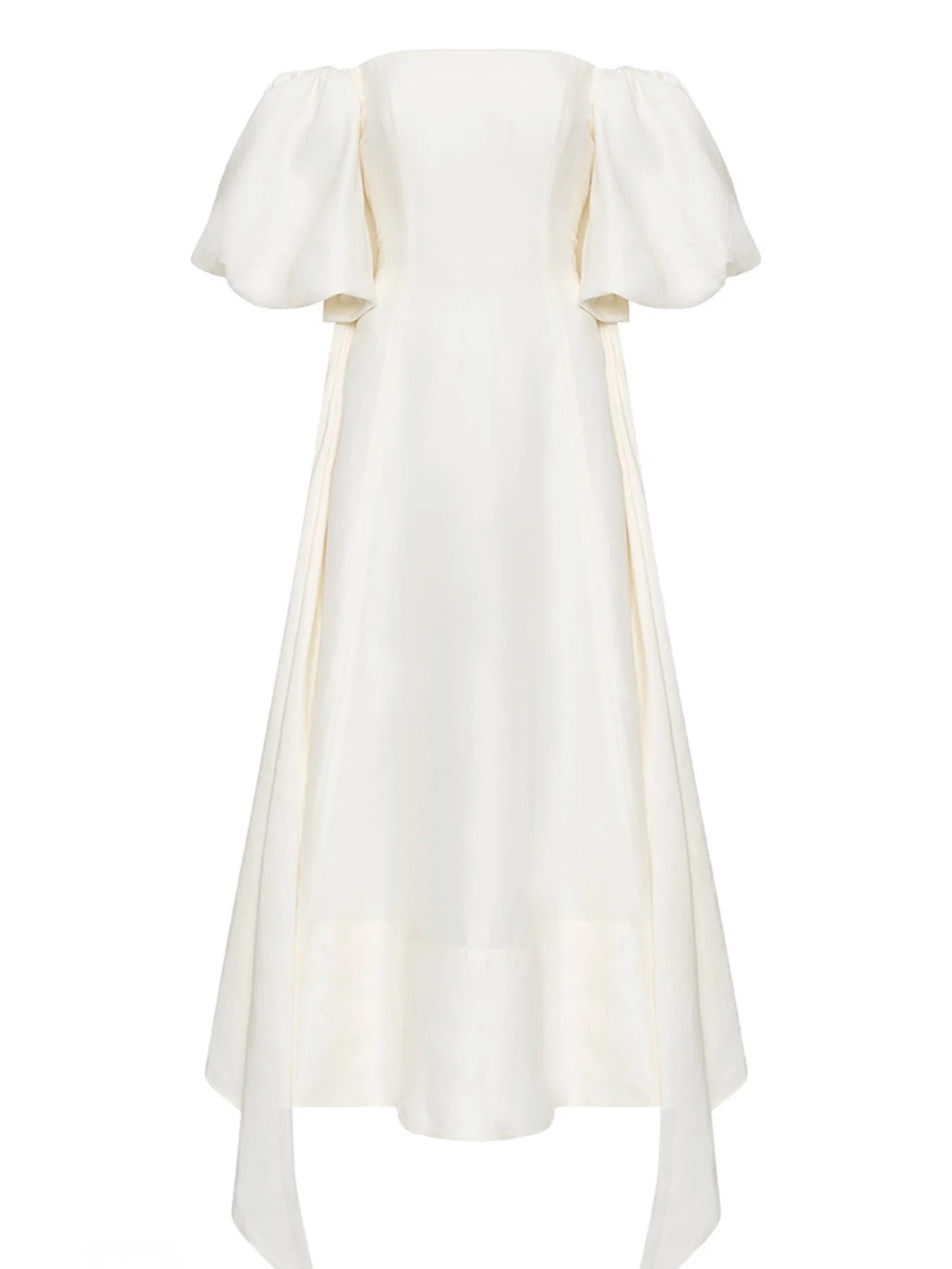 Ale linen white Puff-Sleeve Maxi Dress US12/AU16